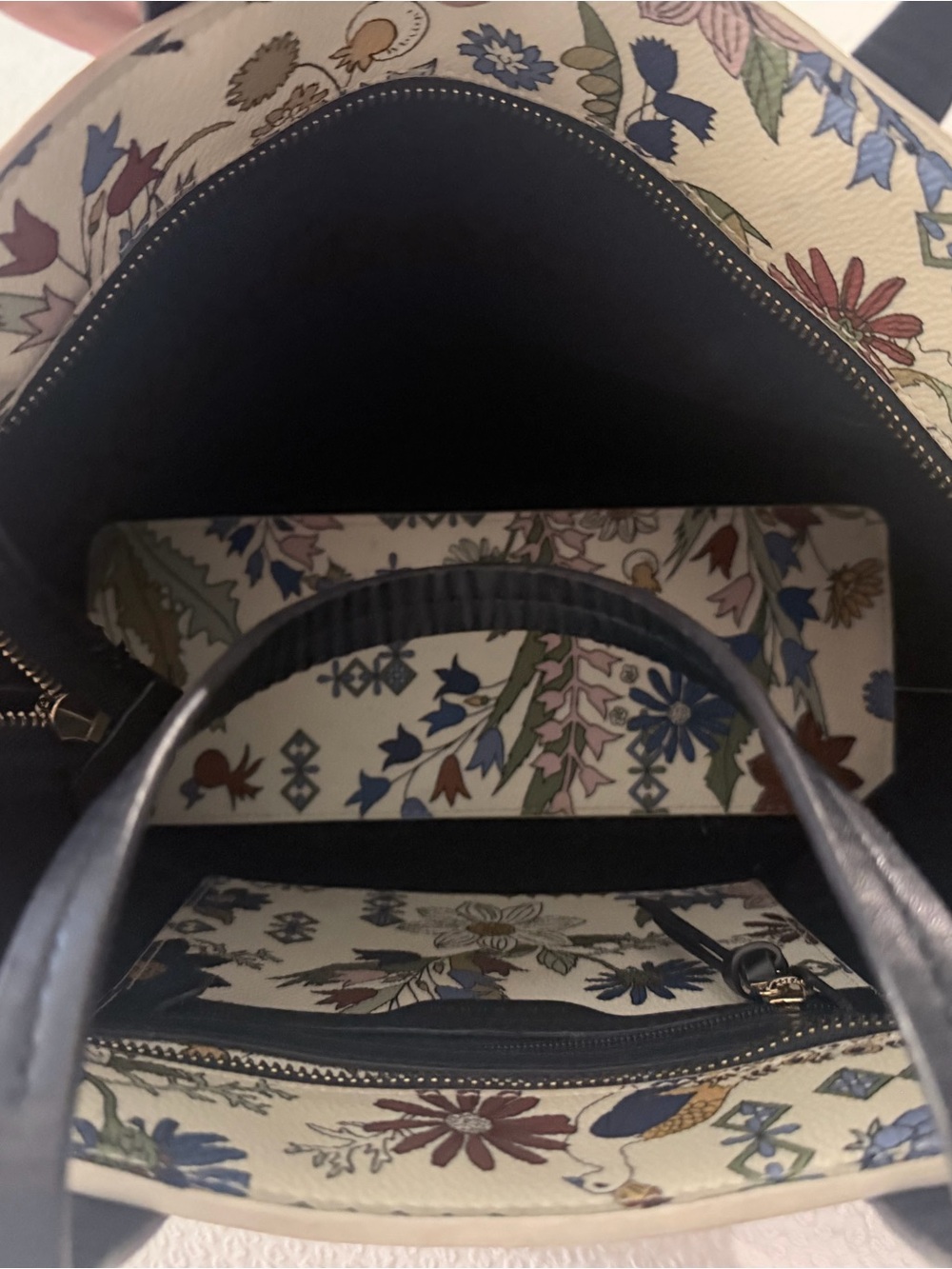 Tory Burch Kerrington Floral Peacock Canvas Tote - Picture 2 of 5